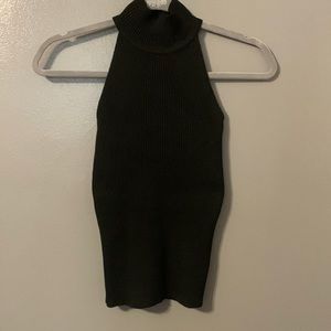 Black Pretty Little thing turtle neck muscle shirt cut